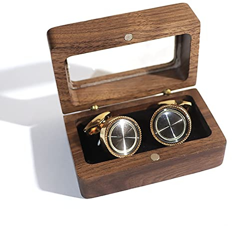 TLMDXTEU Manschettenknopfbox Manschettenknopf-Box aus massivem Holz, Manschettenknopf-Set-Box, Verpackungsbox Schmuckaufbewahrungsbox
