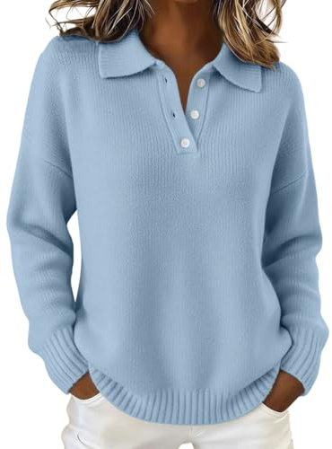 Maglioni da donna invernali alla moda con colletto polo a collo alto in maglia grossa, maglioni eleganti a maniche lunghe, maglieria elegante a pullover, maglioni eleganti per smart casual, maglioni