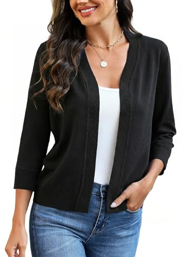 GraceSelect Black Cardigan Sweaters for Women, Lightweight Summer Cardigan, Plus Size Bolero Shrugs Tops for Dresses, Jeans