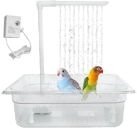 Piscina automatica per pappagalli - Vasca d'acqua circolare alimentata tramite USB con supporto da 8 pezzi per uccelli di medie dimensioni | Piscina per doccia per animali domestici, vasca da bagno