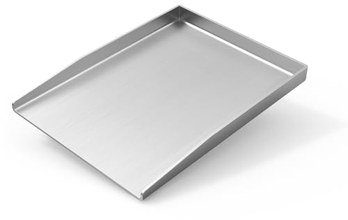 Rostfritt stål Plancha grillplatta 37 x 26 cm, universell BBQ grillplancha lämplig för Weber gasgrill och kolgrill, rektangulär