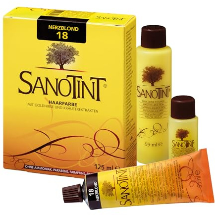 Sanotint - Haarfarbe Classic Nr. 18 Nerzblond - Naturnahe dauerhafte Haarfarbe mit Goldhirse und wertvollen pflanzlichen Extrakten – 100% Grauabdeckung – vegan - 125 ml