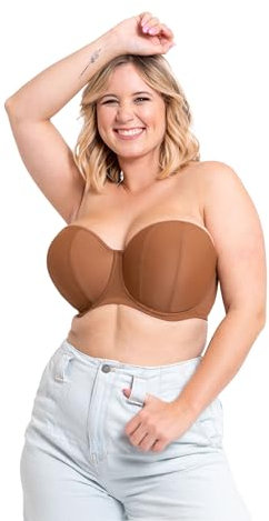 Curvy Kate Women's Luxe Strapless Bra, Opaque, Brown (Caramel Caramel), (Size:34FF)