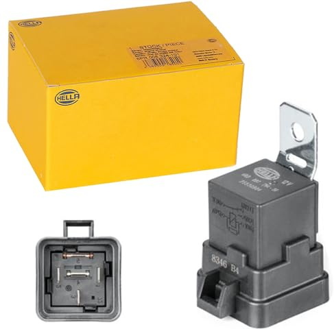 HELLA 4RD 007 794-301 Relay, main current - 12V - 5-pin connector - Changeover Contact - Colour: Black - with holder
