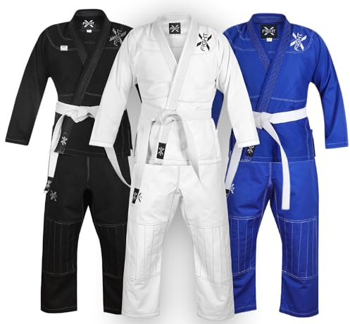 FightX BJJ Gi für Damen und Herren, brasilianischer Jiu Jitsu-Gi, leichter Anzug mit gratis Gürtel, Weiss/opulenter Garten, 4