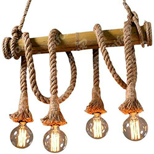 Universo Lampadario Retro 4 Bulbi E27 A Sospensione Stile Vintage Marrone