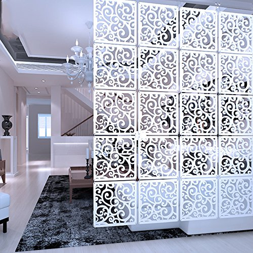 24 pannelli divisori pieghevoli da appendere, pannelli decorativi per casa, hotel, ufficio, bar, 29 cm x 29 cm, colore bianco