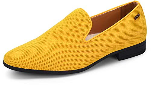 UUBARIS Mens Loafers Dress Formal Tuxedo Shoes for Prom Graduation Gold Yellow Size 9
