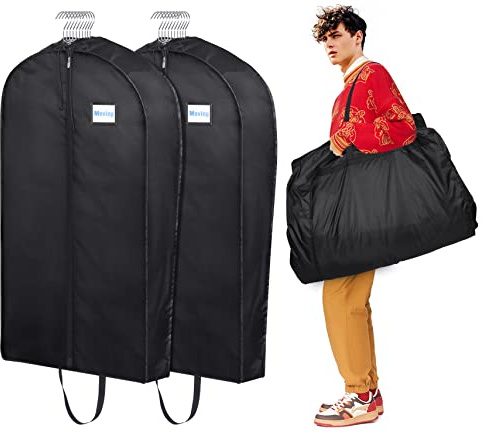 MISSLO Garment Bags for Travel Heavy Duty Moving Bags Large Capacity Hanging Clothes Bag for 20 Shirts Waterproof Fabric Suit Covers for Closet Storage 2 Packs, 43