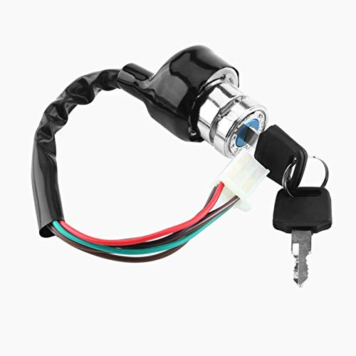 Interruptor de Llave de Bloqueo de Encendido, Yosoo Universal para Coche Motocicleta 6 Cables en Enchufe de 9 Pines Interruptor de Encendido 3 Posiciones 2 Llaves