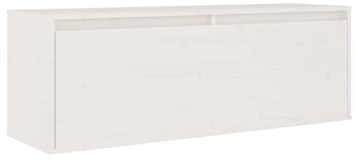 vidaXL Wandschrank Hängeschrank TV Schrank Lowboard Fernsehtisch Fernsehschrank HiFi-Schrank Wohnzimmer Weiß 100x30x35cm Massivholz Kiefer