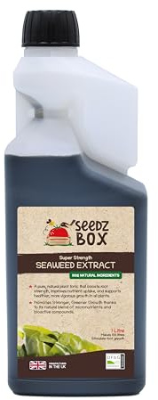 Plant Food Fertiliser - Seaweed Liquid Fertilizer - 1 Litre Makes 100 Litres - For Indoor Plants Tomatoes Hydroponics Bamboo Succulents Vegetables Flowers - High Strength Seaweed Extract - Seedzbox