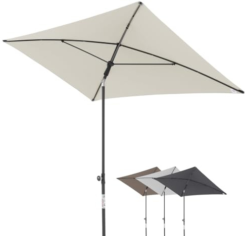 doppler City ombrellone da balcone 200x125cm I Parasole rettangolare con protezione UV I Ombrellone regolabile in 3 posizioni con borsa portaoggetti I Ombrellone regolabile in altezza da 180 a 220cm