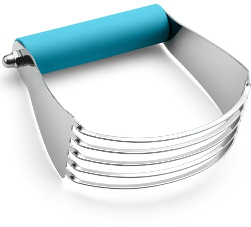 Spring Chef Large Dough Blender for Baking, Heavy Duty Dough Cutter Tool, Stainless Steel Puff Pastry Cutter Tool with Sharp Blades, Dishwasher Safe Manual Pastry Blender for Easy Mixing - Teal