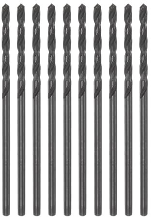 sourcing map 10pcs Jobber Drill Bits 1.5mm (1/16) Nitride Coated High Speed Steel (HSS) 4241 Twist Drill Bits for Stainless Steel Copper Aluminum Alloy Metal Wood Plastic, Black