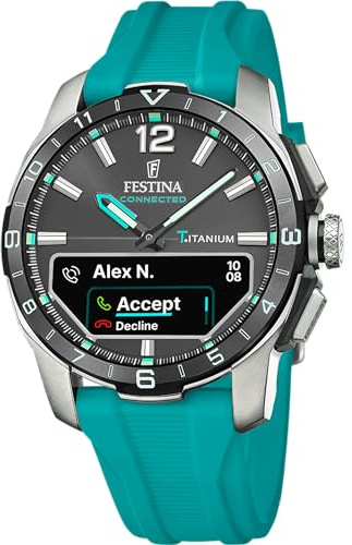 Festina Hybrid Smartwatch Herren - Kautschukarmband Blau - Aktivität, Musik, Benachrichtigungen - 10 Tage Akku - F23000/5 Connected D
