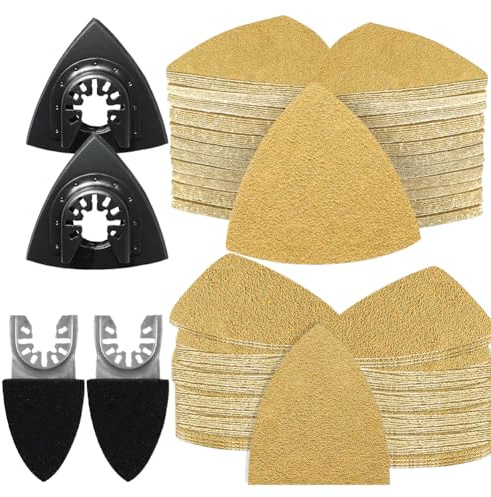 Gulrear 119PCS Multitool Sanding Pads for Oscillating Tool Sanding Attachments, Contains Triangle and Finger Sandpaper in a Variety of Grits, Detail Sanders for Woodworking, Metal and Other Surfaces