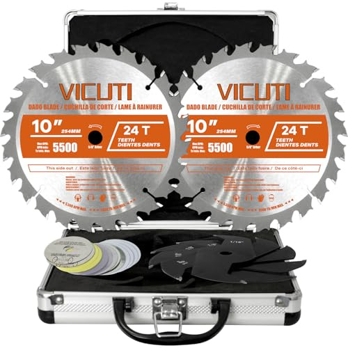 10'' Stacking Dado Blade Set, 24-Tooth, 5/8-Inch Arbor, 23 Pieces