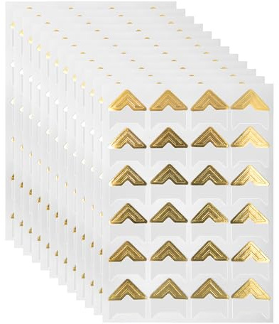 Gaaines 360Pcs/15 Sheets Gold Photo Corners for Scrapbook, Albums, DIY Journal - Paper, Photo Album Accessory