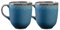 Darthome Set of 2 Blue Reactive Glaze Coffee Mugs Stoneware 380ml Tea Hot Drink Cups