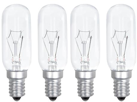40W 240V Cooker Hood Bulbs Replacement Universal Small Screw Cap E14 – Pack of 4 | Oven Extractor Light Bulbs | Kitchen Appliance Lamp | Warm White Lighting
