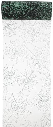 ABOOFAN Telaraña de Organza Negra y Verde para Manualidades 15 CM X 9 Metros Cinta Decorativa para Halloween Tela de Telaraña para Decoración de Fiestas y Eventos Temáticos