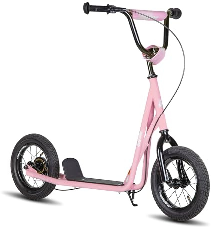 JOYSTAR Sparkcykel för pojkar och flickor 5–9 år, 30,5 cm stora hjul, sparkcykel för barn, tonåringar och vuxna, justerbart styre, rosa
