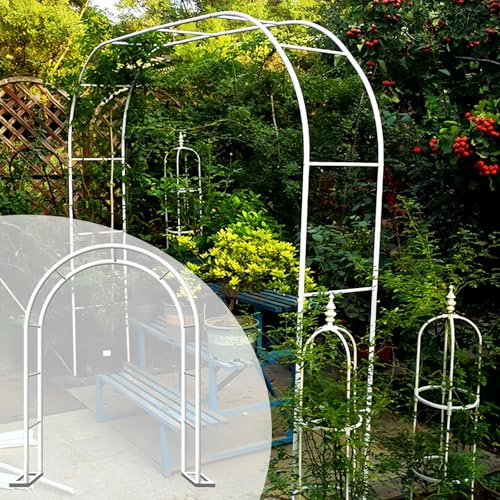Arco de rosas de metal resistente – Árbol de jardín galvanizado Pera, 350 x 250 cm, soporte resistente para plantas trepadoras, ideal para rosas y vides, acabado blanco