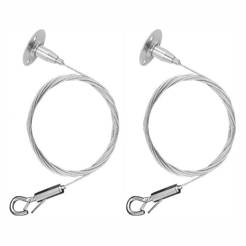 Lot de 2 fils de suspension réglables pour photos - 2,5 m - Robuste - Avec crochet - Pour cadres photo, miroirs, éclairages de zones carrées, supports publicitaires