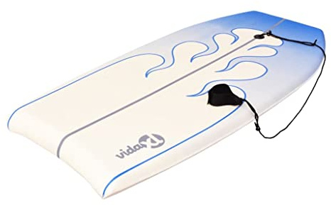 Mangloder Bodyboard blå 104 cm för surfing, vågig ridning, vattensport, utomhus, strand, hav, lämplig för nybörjare och proffs, hållbar simbräda med säkerhetslina, lätt skumkärna