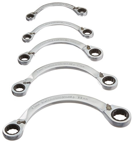 GEARWRENCH 5 Pc. 12 Pt. Reversible Half Moon Double Box Ratcheting Wrench Set, Metric - 9850