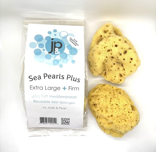Sea Pearls Plus- Extra Large & Firm Reusable Sea Sponges- 2-Pack