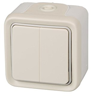 Legrand, 191518 Plexo - Interruptor de pared doble, pulsador estanco de superficie de la gama Plexo, interruptor exterior doble, resistente al agua (IP55), color blanco