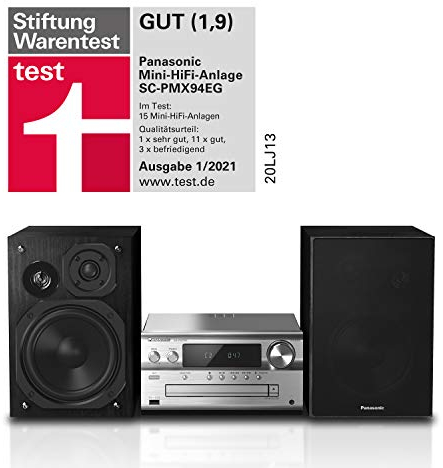 Panasonic SC-PMX94EG-S Micro HiFi System (120 W RMS, Digital DAB+, CD, UKW , Bluetooth, USB, AUX) silber, Einheitsgröße