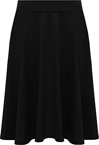 Shop & Stop Jupe patineuse évasée élastique unie pour femme Grande taille, Noir , 50