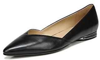Naturalizer Womens Havana Pointed Toe Slip On Dress Ballet Flat,Black Leather,8.5M