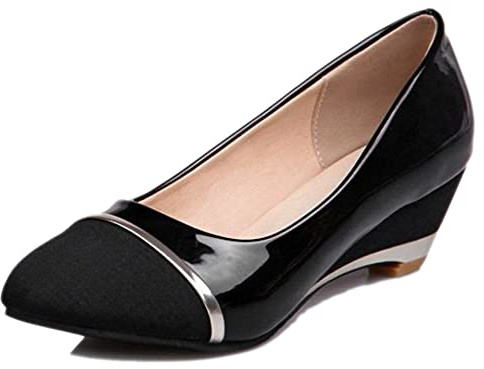 Smilice Escarpins tendance pour femme avec talon compensé, Noir 1, 45 EU