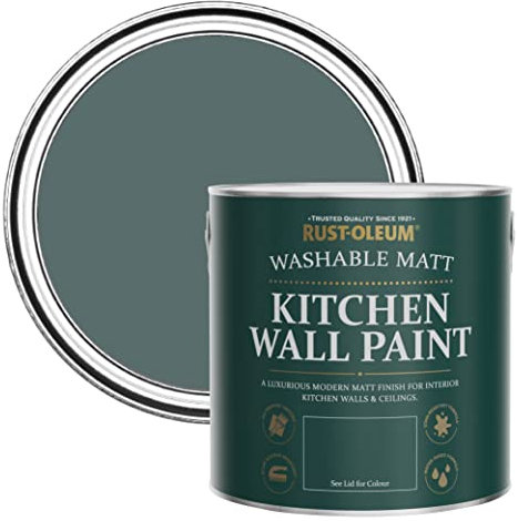 Rust-Oleum Green Washable Kitchen Wall Paint in Matt Finish - Deep Sea 2.5L