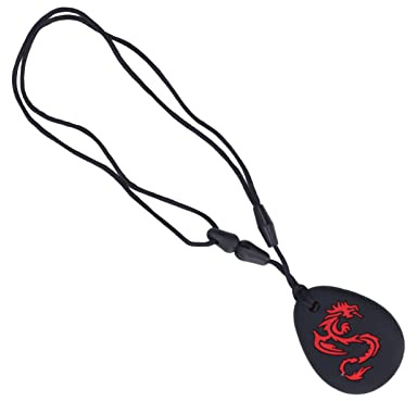 Collar para Masticar, Collar Sensorial para Niños, Diseño Dragón Rojo, Seguro y Cómodo para Bebés y Niños Pequeños, Ayuda en la Dentición y Desarrollo Sensorial