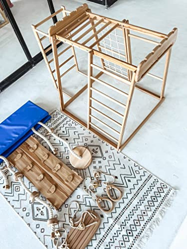 Wood And Hearts Giochi Arrampicata Bambini, Scivolo Legno Bambini, Arrampicata Montessori, Palestra nella Giungla, Arrampicata in Legno, complesso Giochi scandinavo