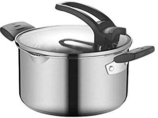 Stainless Steel Everyday Pan with Tri-Ply Base, Chef's Pan with Glass Lid, Silicone Coated Ergonomic Loop Handle, Multipurpose Stewkitchen u with Lid, Saute Pan