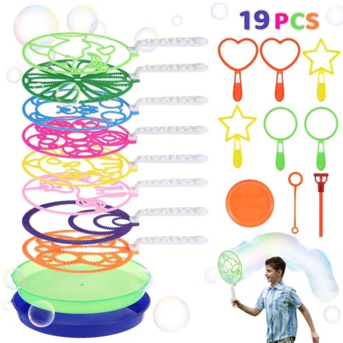 Joyibay Seifenblasen Set, 19 Stücke Seifenblasen Blase Zauberstab Einstellen Seifenblasen für Indoor und Outdoor Bubble Maker Spiele, Perfekt für Partys, Hochzeit
