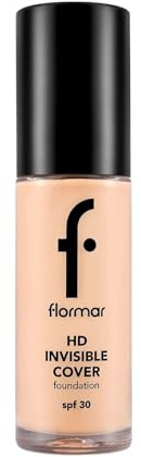 Flormar HD Invisible Cover Foundation-HD Make-up mit cremiger Textur & SPF30–Flüssige Foundation für ein natürliches Finish– Feuchtigkeitsspendend, langanhaltend & anpassbar– 40 Light Ivory Np