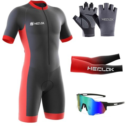 Homme Pro Trifonction Manches Courtes Sports de Plein Air Vêtements de Triathlon,Tri-Costume d'une pièce,Combinaison de Cyclisme Homme，pour Course À Pied,Natation, Cyclisme Body (TYP-3,XL)