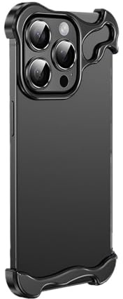 SONIGRA Coque ultra fine sans cadre pour iPhone 15 Pro Max, coque minimaliste avec coin résistant aux chocs, personnalisée avec protecteur d'objectif d'appareil photo, coins en métal titane pour