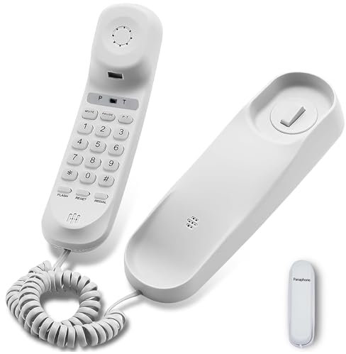 Corded House Phones Landline, Wall Mountable Landline Telephone Last Number Redial,Pause,Flash,Dial Pad on Base unit Desk Home Phone landline Phone with Large Buttons for The Home,Office,Hotel(White)