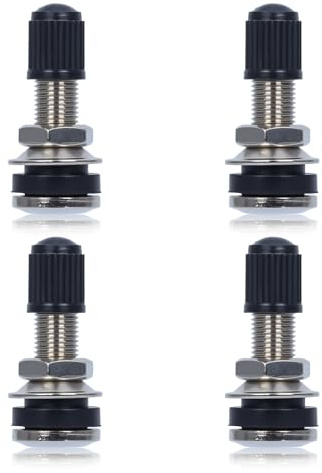 AUMEL 4 pièces Voiture Moto Pneu Valve de Voiture Universelles Tubeless Tiges Métal avec Capuchon Anti-poussière pour Pneus de Moto
