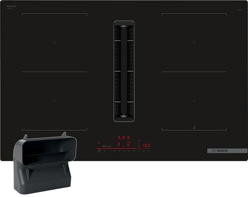 Bosch PVQ811HGA6 Serie 6 - Placa de inducción inteligente con extractor (autosuficiente), 80 cm de ancho, con canal plano S, fabricado en Alemania, CombiZone, ventilación automática, PowerBoost,