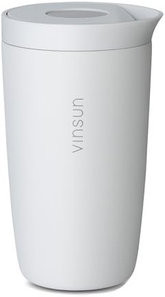 VINSUN Mug Isotherme pour Café à Emporter 350ml - Anti-Fuite, Double Paroi, Acier Inox, Boissons Chaudes et Froides - Gobelet Isotherme avec Fermeture Quick Press