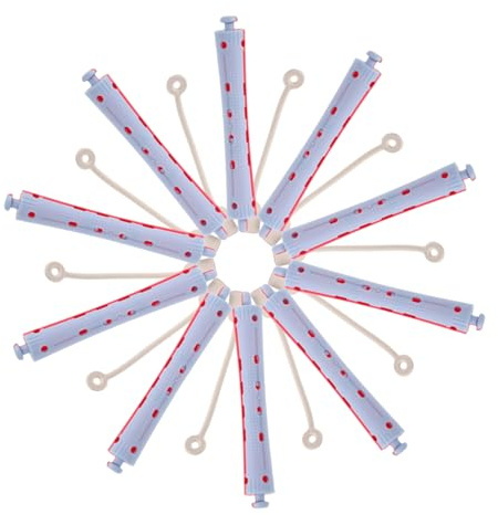 Healeved 12 Rulos Para Permanente De Cabello 19x91 Mm Plástico Gris Azul Rojo, Herramientas Para Peinar Pelo Para Mujeres Uso Doméstico y Profesional, Varillas Para Ondas Frías Peluquería